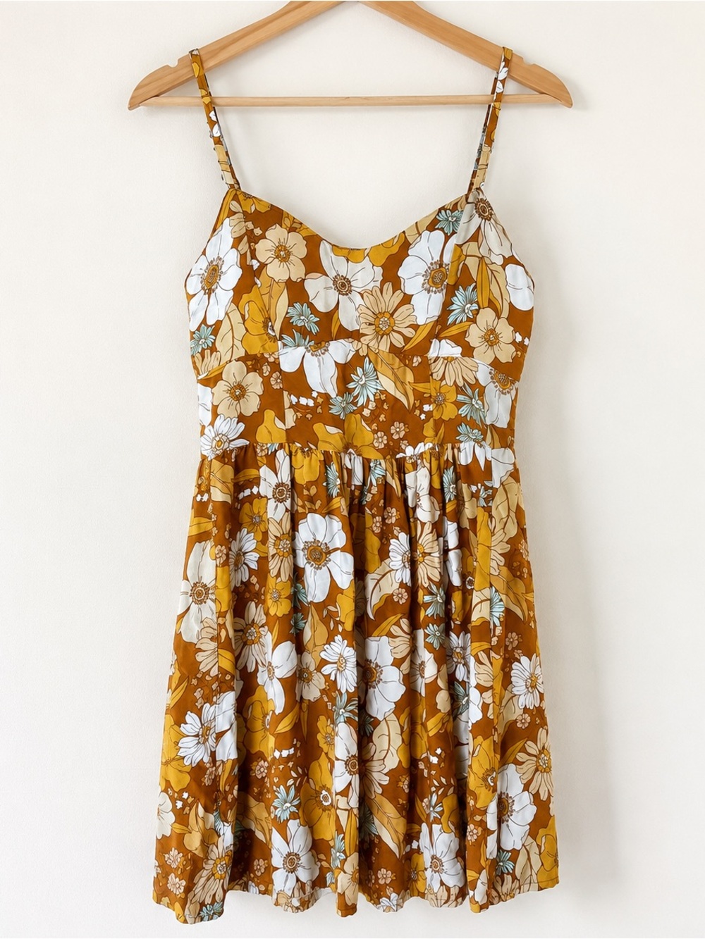 new look retro 70s floral sundress size small cottagecore mini dress fall autumn